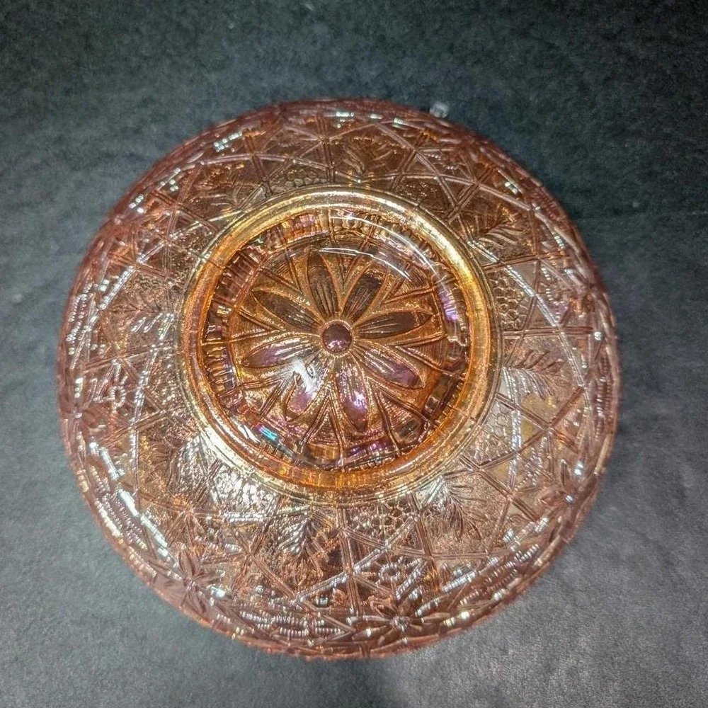 Imperial Hattie Marigold Carnival Glass Bowl, Glassware, Iridescent Centerpiece‎